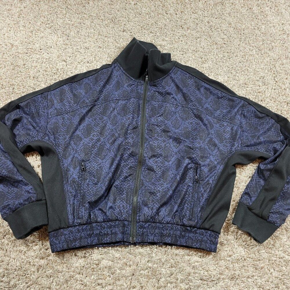 Athleta Brooklyn Track Bomber Jacket Womens X-Small XS Snake Print Blue Full Zip - Picture 8 of 8